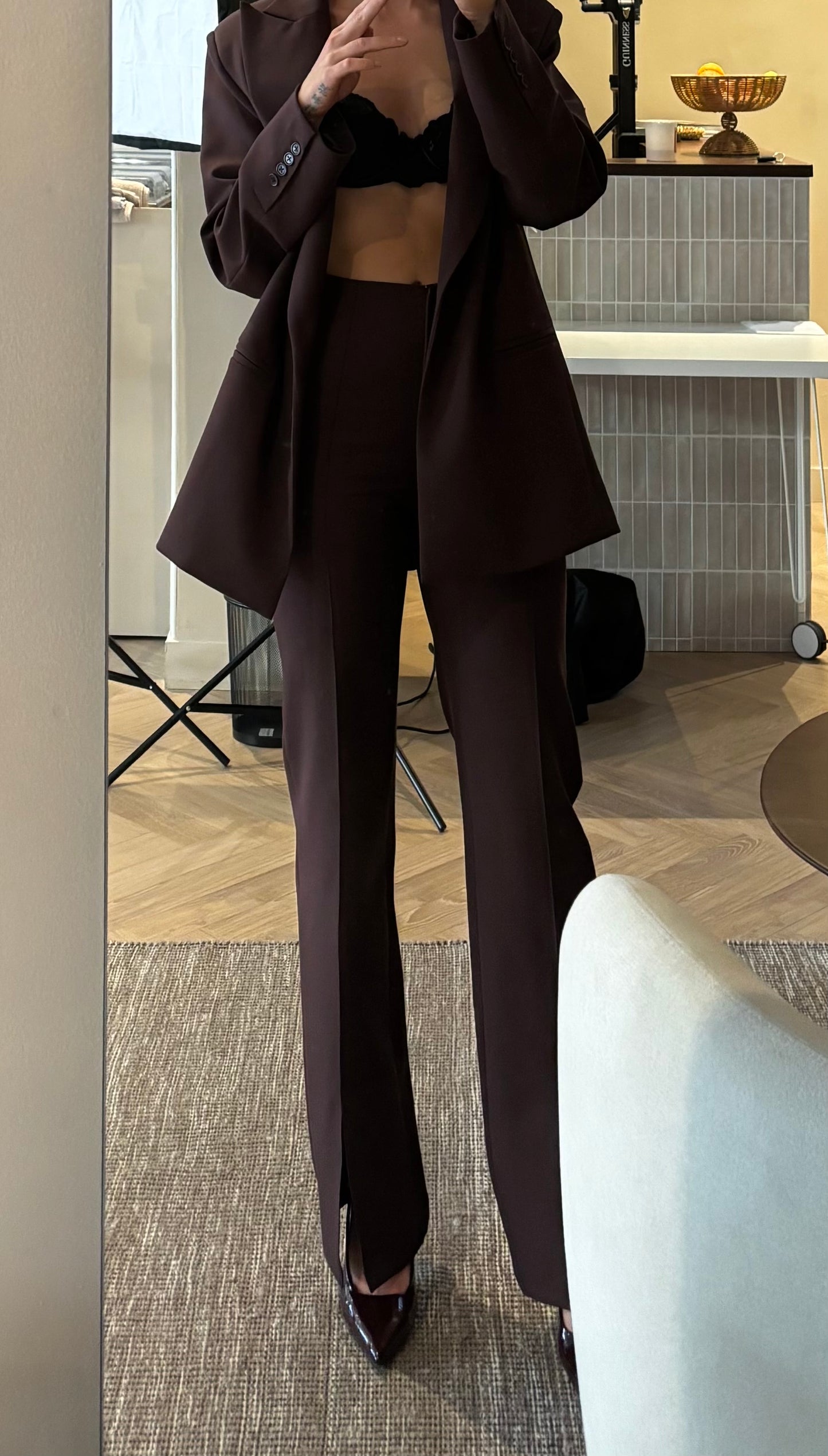 Fitted Tailored Trousers – Brown - boldnsubtle