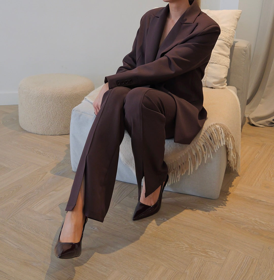 Fitted Tailored Trousers – Brown - boldnsubtle