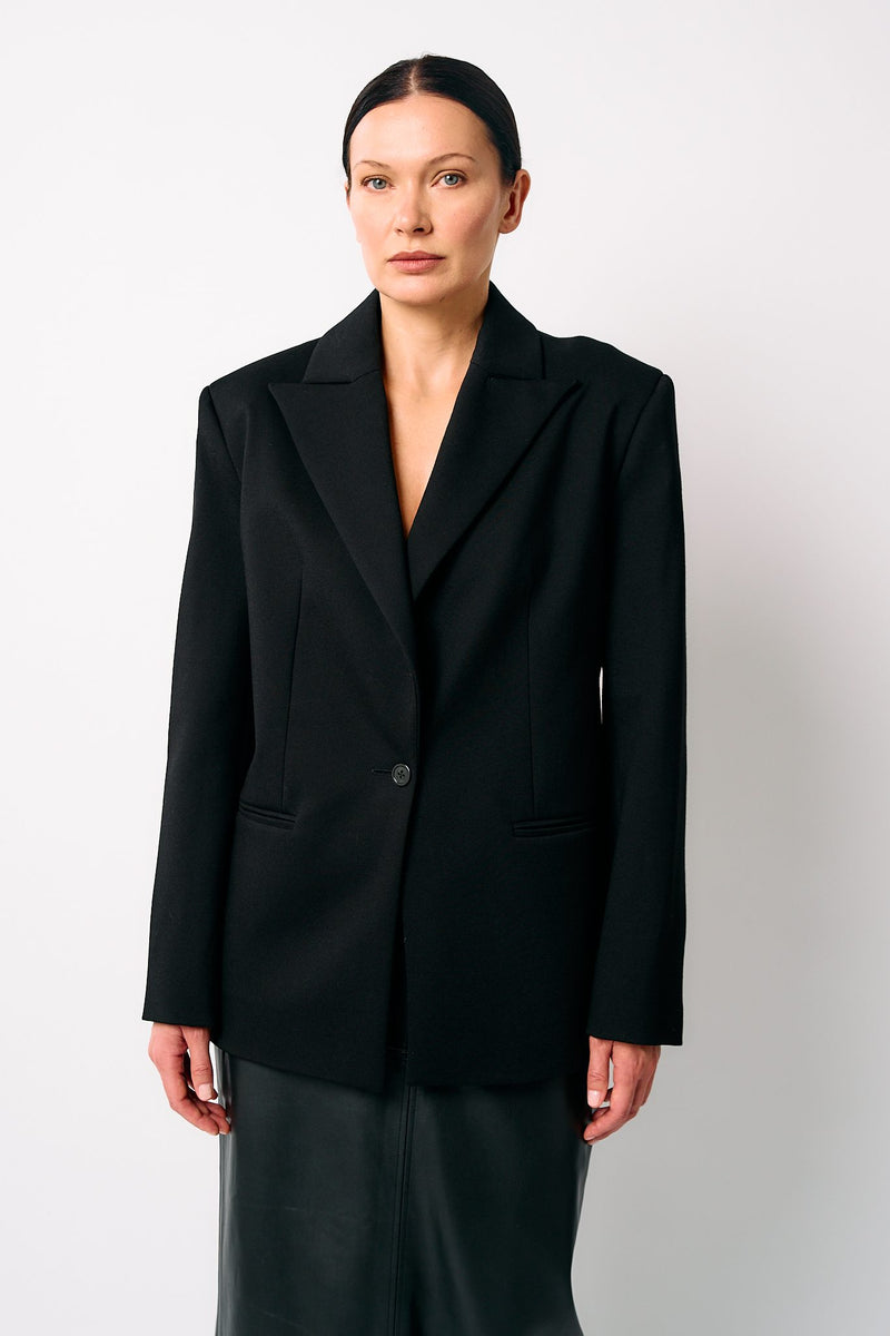 BOLDNSUBTLE oversized black blazer, front view
