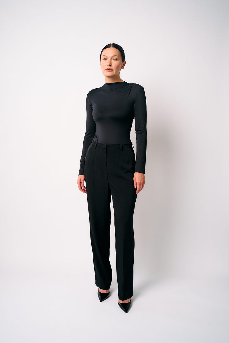 BOLDNSUBTLE tailored black trousers, front view